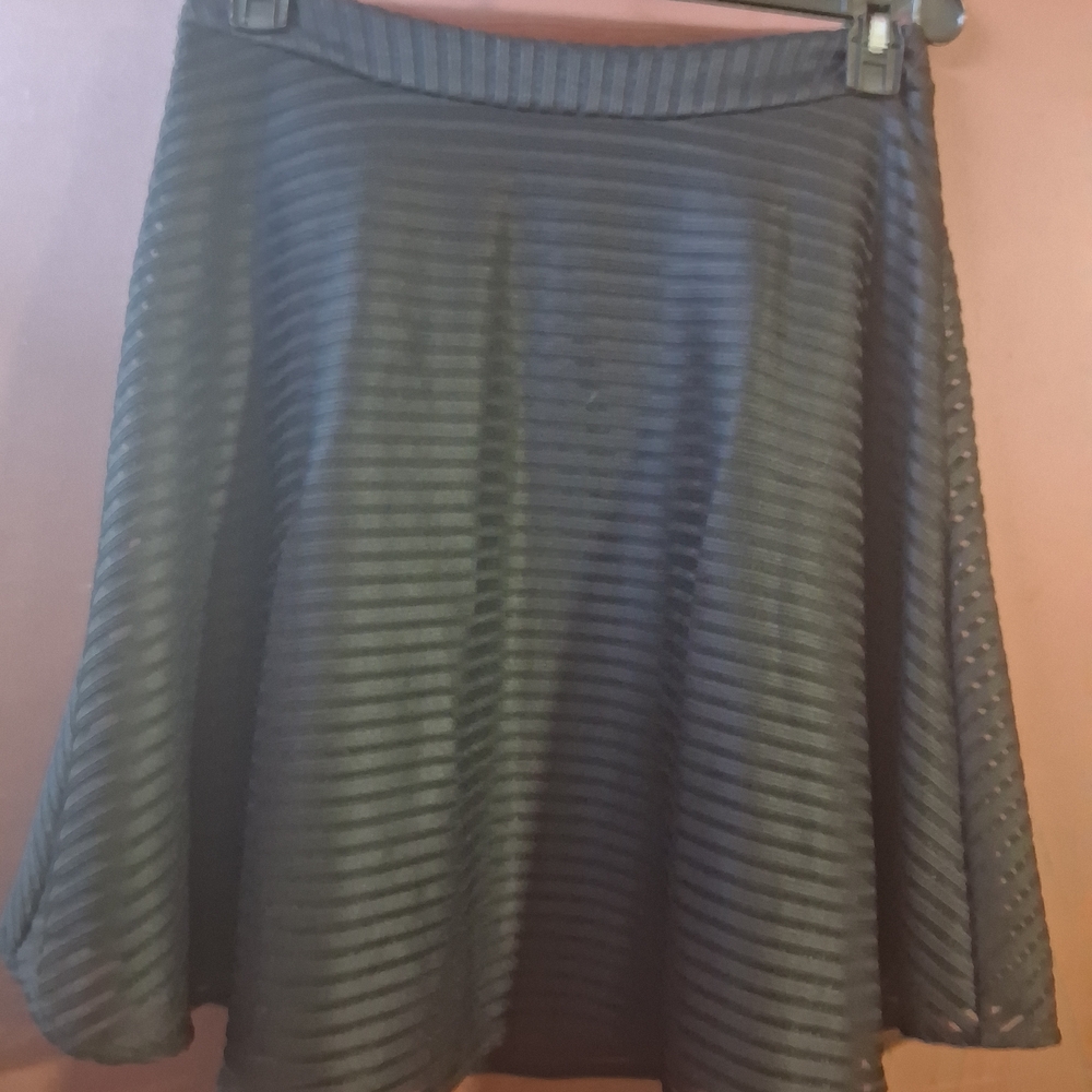 Chic Black Striped Skater Skirt